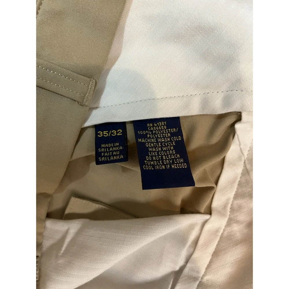 Polo Ralph Lauren Performance Slim Fit Polyester Chino Men's 35x32 Khaki Flat‎